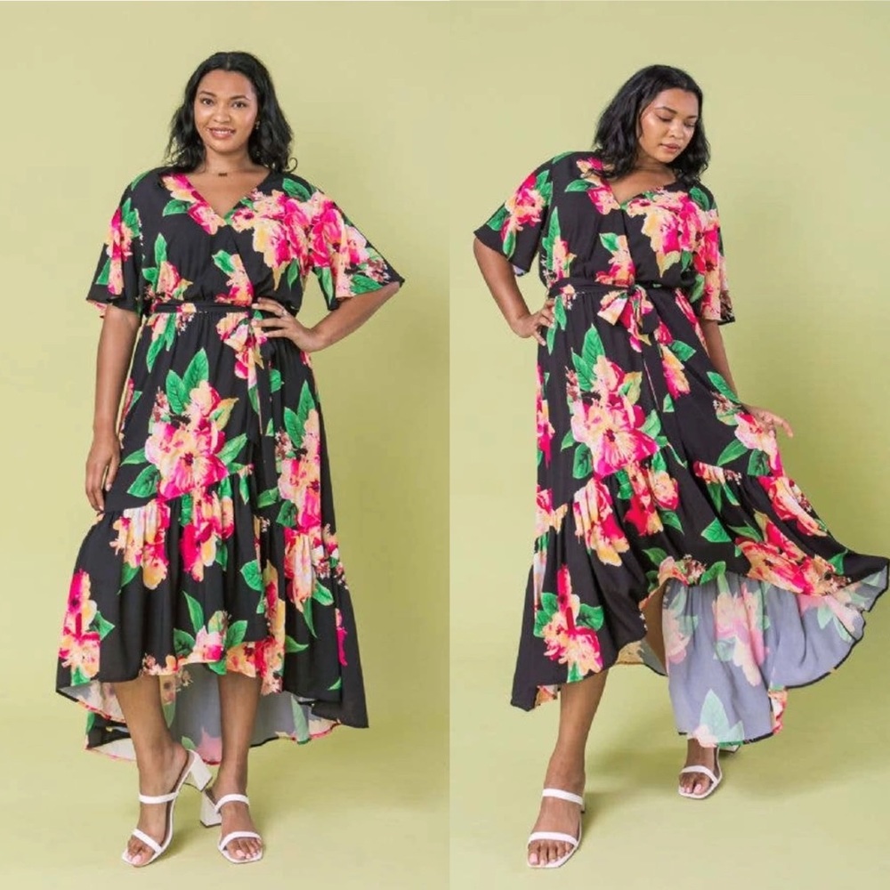 Flying Tomato Plus Size Floral Wrap Dress NWT